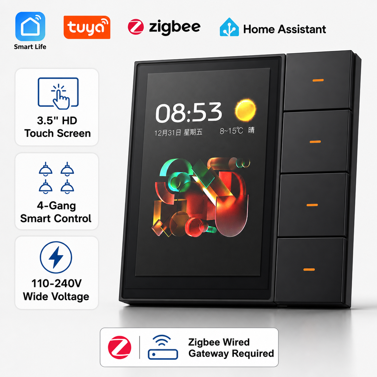 Smart Home Technology - F3-pro Tuya Smart Panel ZigBee Wall