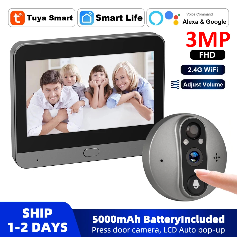 3MP WiFi Smart Tuya Peephole 5 - Smart Home Video Doorphone Ezviz のレビューと価格