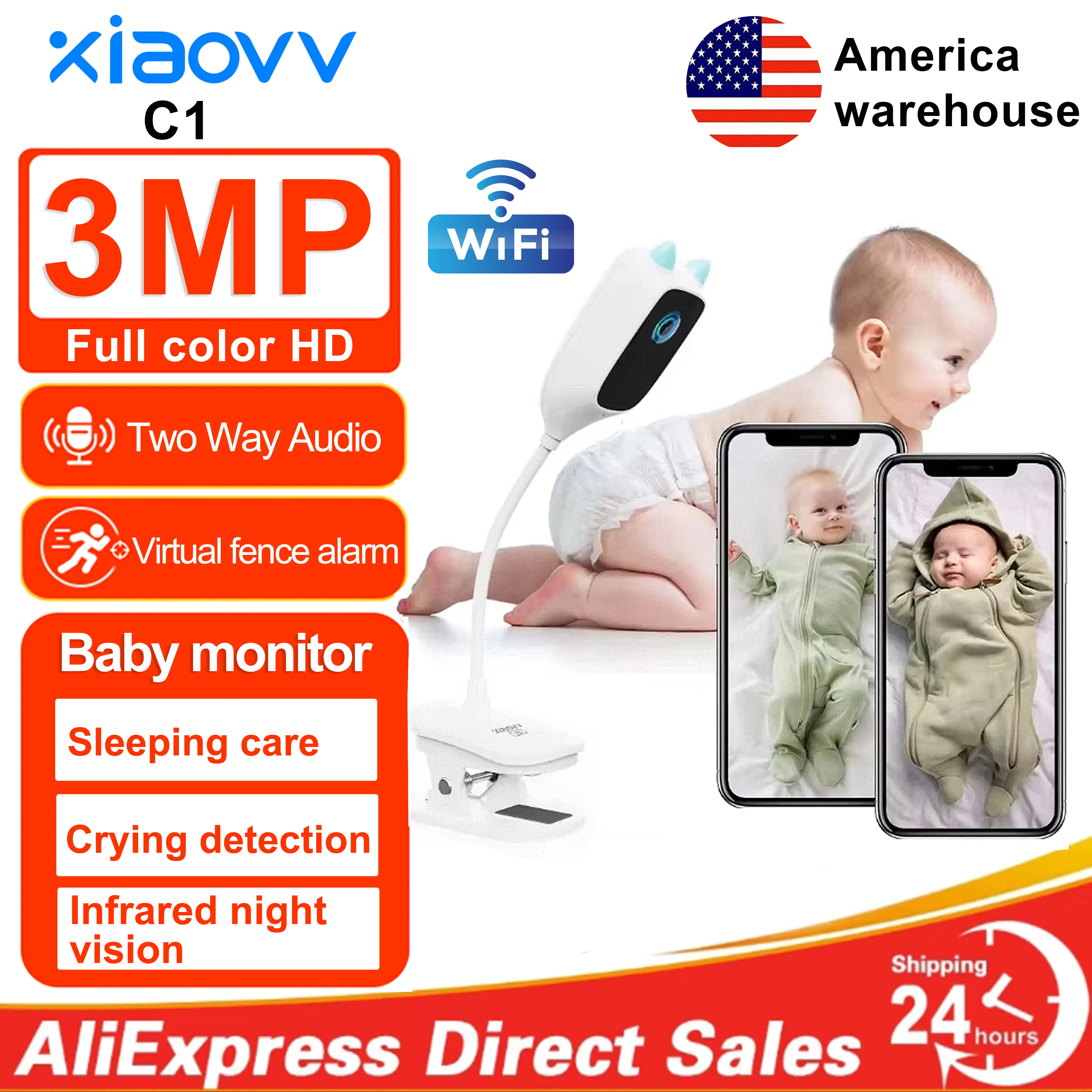 XIAOVV 3MP 2K 2.4GHz WiFi Indo - Smart Baby Night Light のレビューと価格