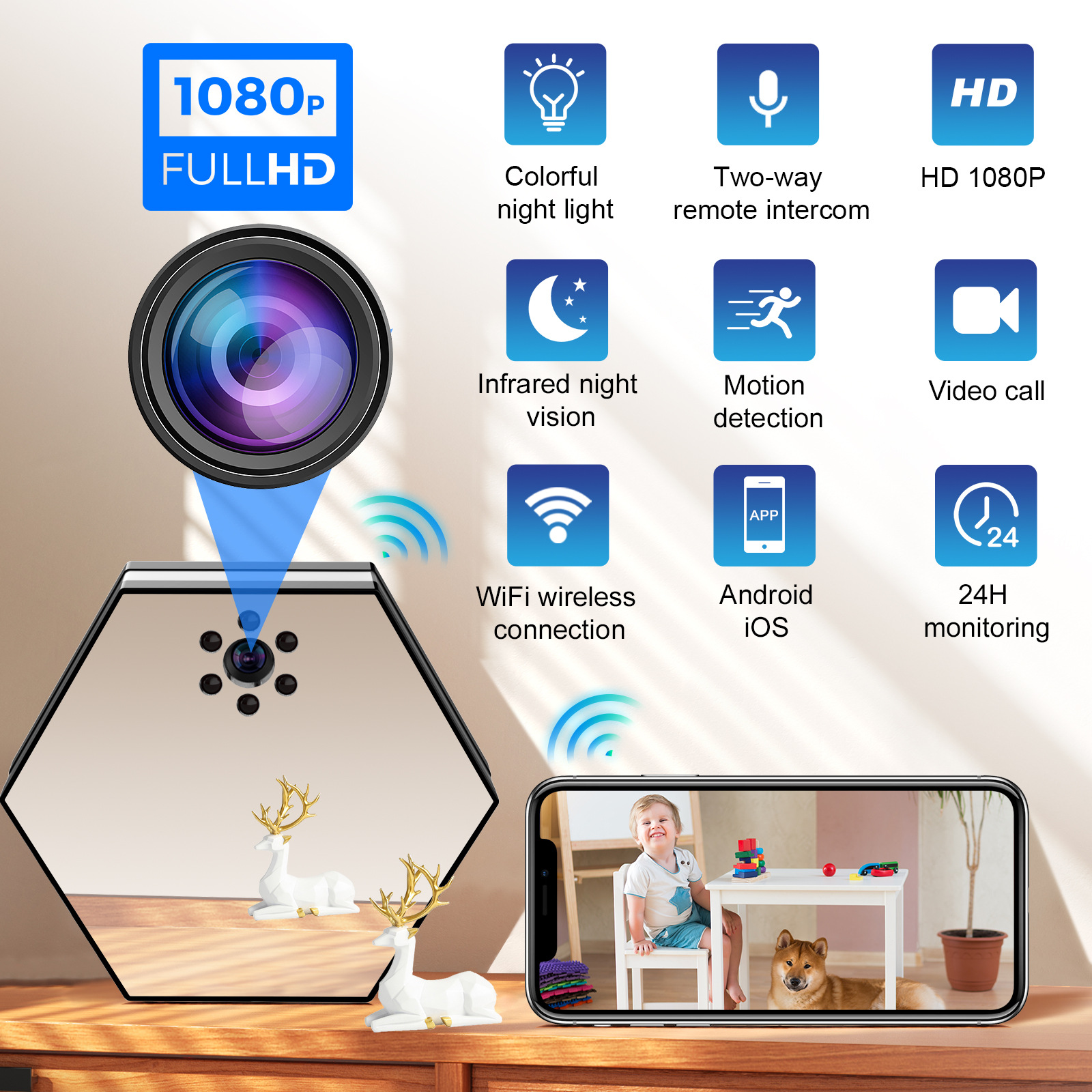 1080P WIFI LED Night Light Hid - Smart Baby Night Light のレビューと価格