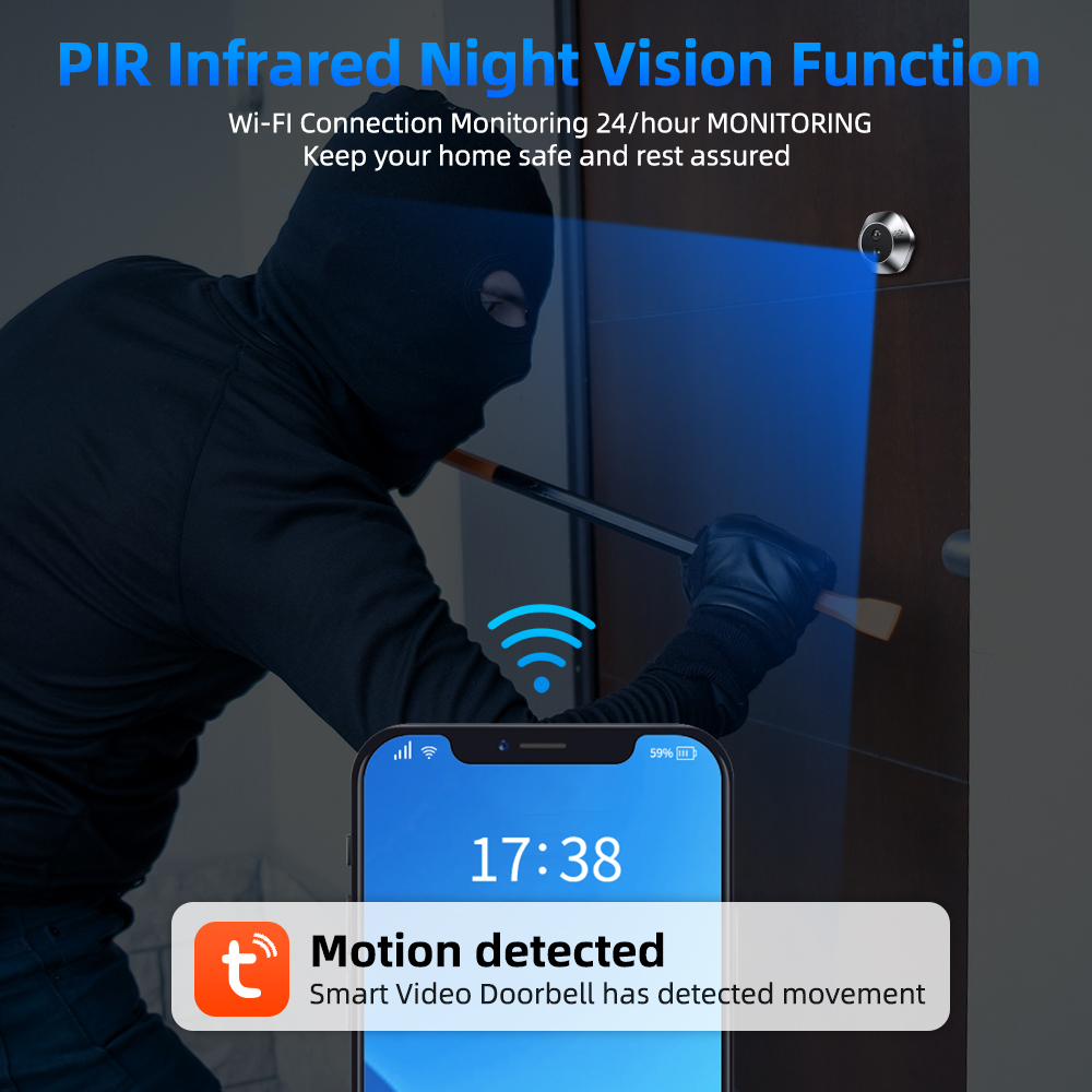 Hollarm Tuya WiFi Door Peephol - Smart Home Video Doorphone Ezviz のレビューと価格