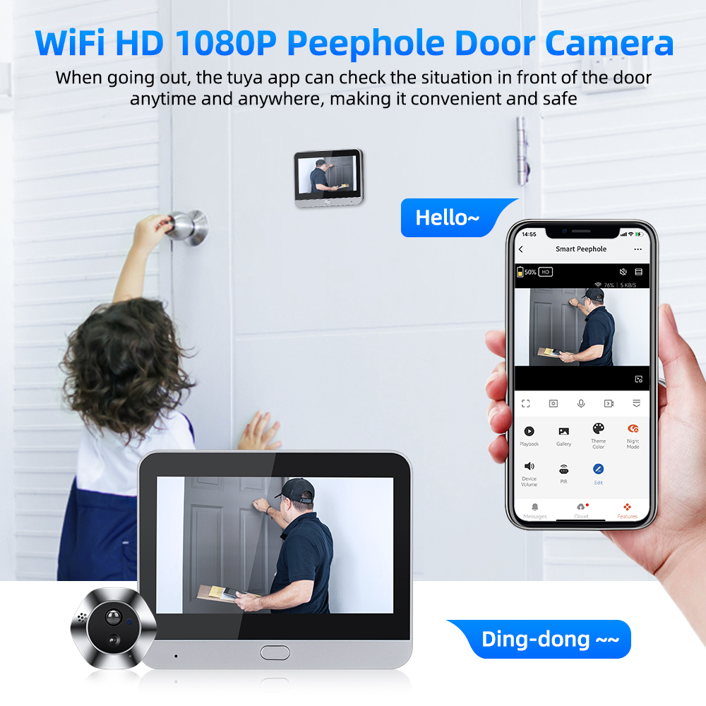 Hollarm Tuya WiFi Door Peephol - Smart Home Video Doorphone Ezviz のレビューと価格