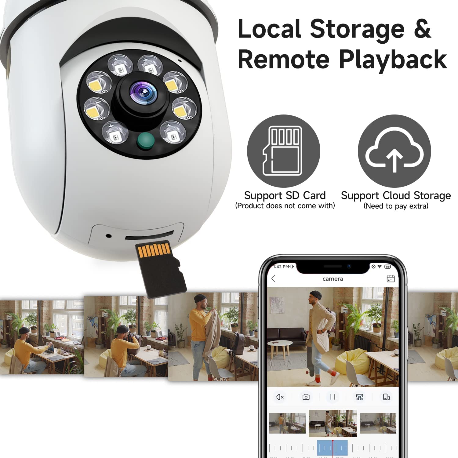 8MP E27 Bulb Surveillance Came - Smart Baby Night Light のレビューと価格