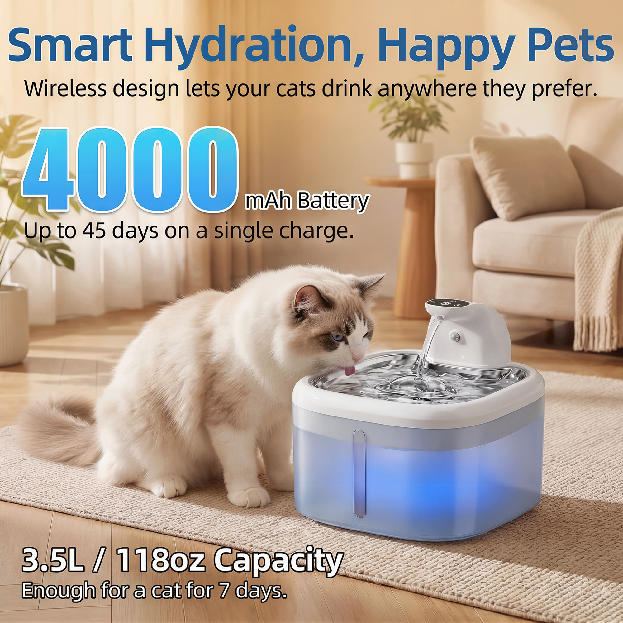 3.5L Wireless Cat Water Founta - Home Smart Kettle のレビューと価格