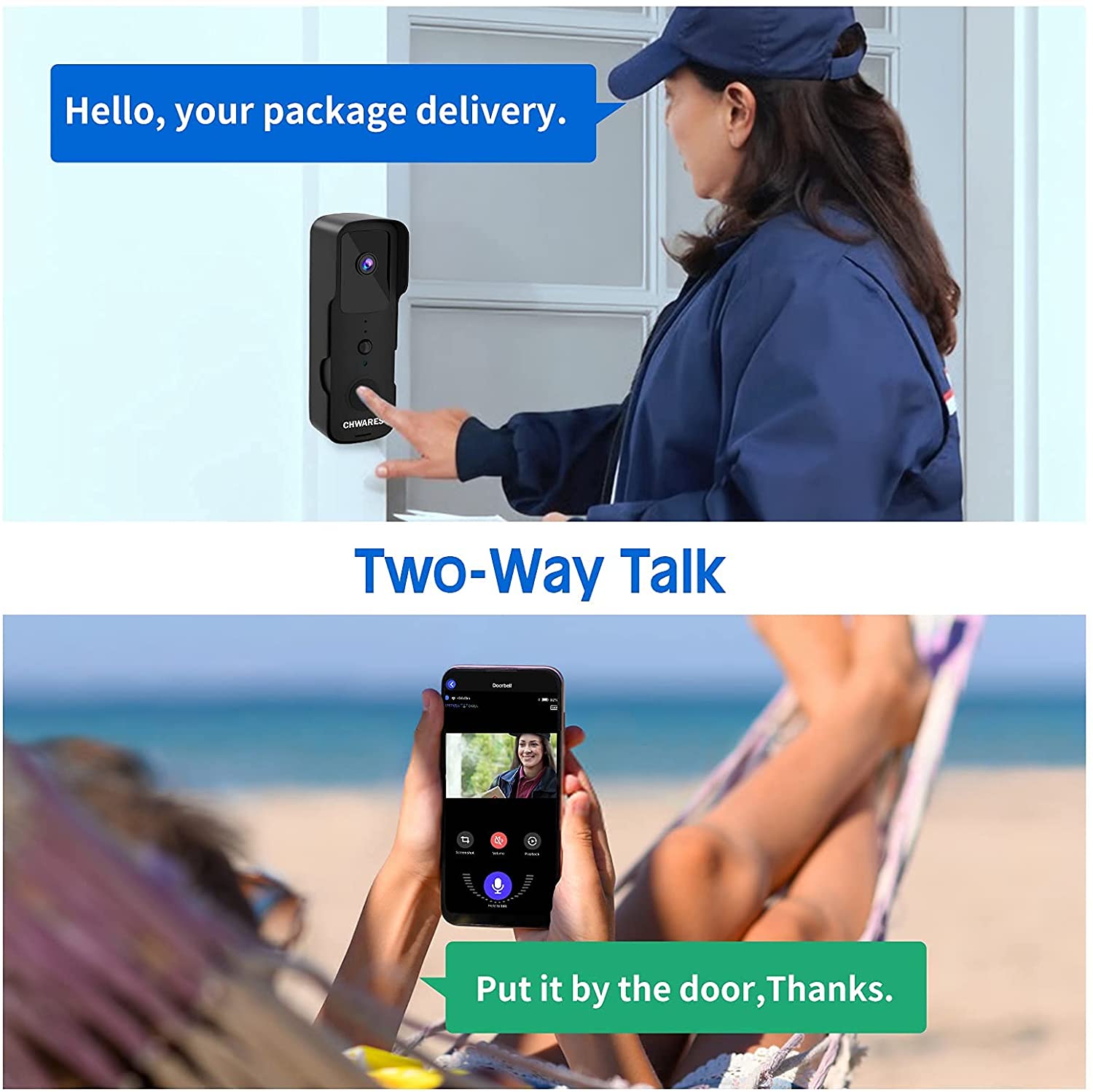 1080P WIFI Video Doorbell Tuya - Smart Home Video Doorphone Ezviz のレビューと価格